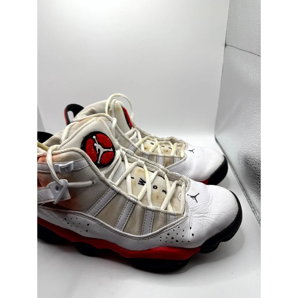 Air Jordan 6 Rings 322992-126 Mens 8.5 Sneaker White Red Cherry Basketball Shoes